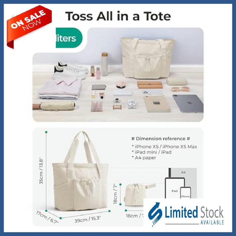Foldable Tote Bag With Drawstring, 20l Capacity, … - image 4